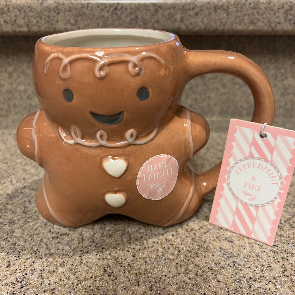 Viral Ginger Bread Man Christmas mug.  New with tags. Hand painted